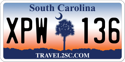 SC license plate XPW136