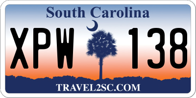 SC license plate XPW138
