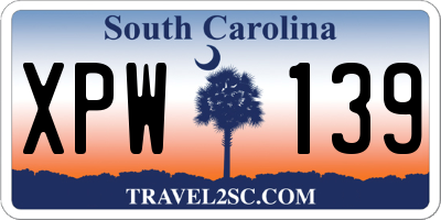 SC license plate XPW139