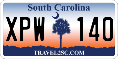 SC license plate XPW140