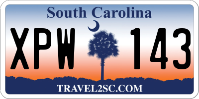 SC license plate XPW143