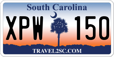 SC license plate XPW150