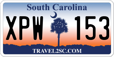 SC license plate XPW153