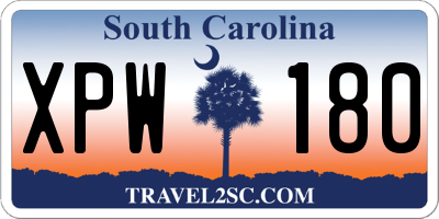 SC license plate XPW180