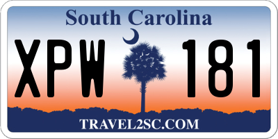 SC license plate XPW181