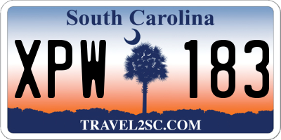 SC license plate XPW183