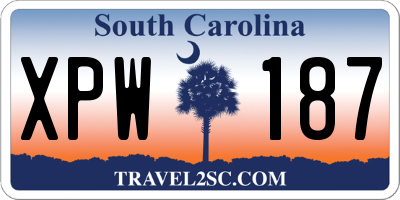 SC license plate XPW187