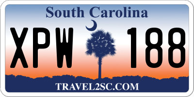 SC license plate XPW188