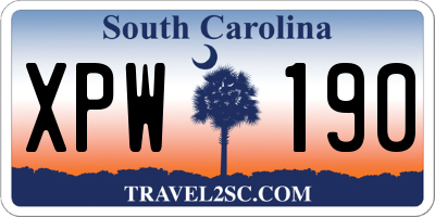 SC license plate XPW190