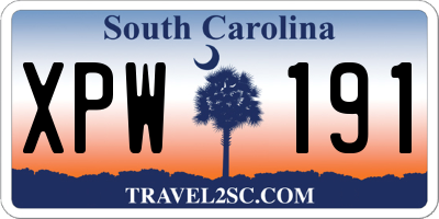 SC license plate XPW191