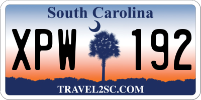 SC license plate XPW192