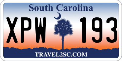 SC license plate XPW193