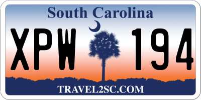 SC license plate XPW194