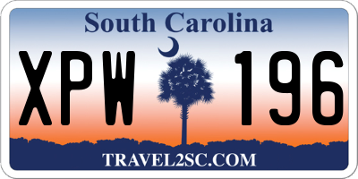 SC license plate XPW196