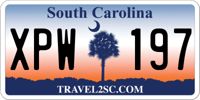 SC license plate XPW197