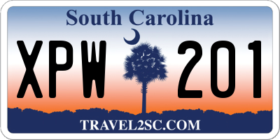 SC license plate XPW201