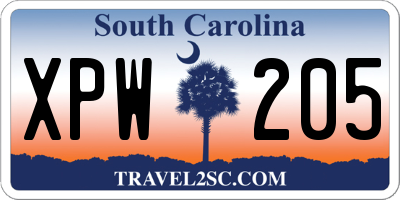 SC license plate XPW205