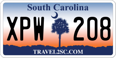 SC license plate XPW208