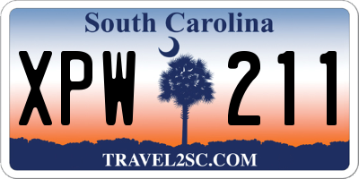 SC license plate XPW211