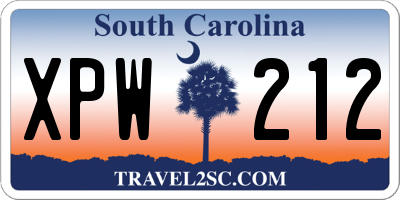 SC license plate XPW212