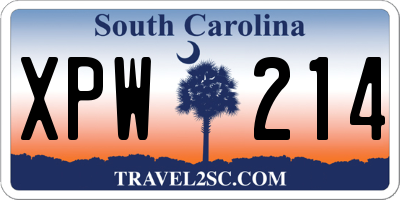 SC license plate XPW214