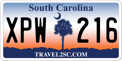 SC license plate XPW216