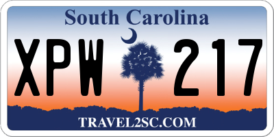 SC license plate XPW217
