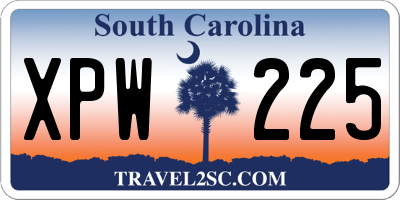 SC license plate XPW225