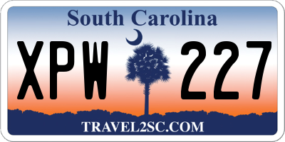SC license plate XPW227