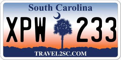 SC license plate XPW233