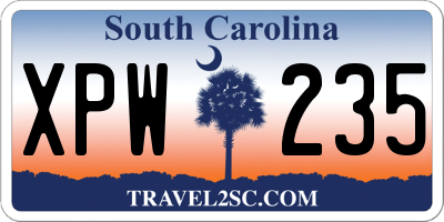 SC license plate XPW235