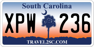 SC license plate XPW236