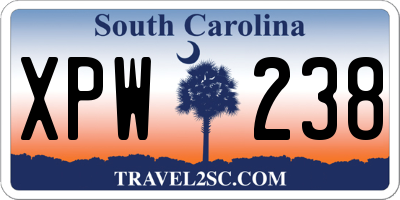 SC license plate XPW238