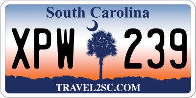 SC license plate XPW239