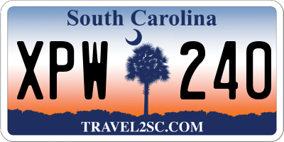 SC license plate XPW240