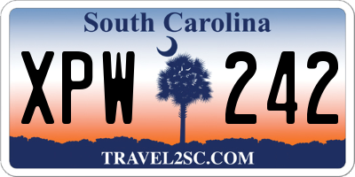 SC license plate XPW242