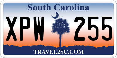 SC license plate XPW255
