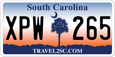 SC license plate XPW265