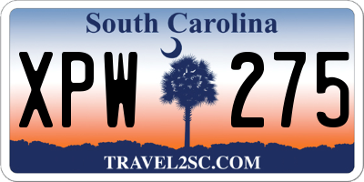 SC license plate XPW275