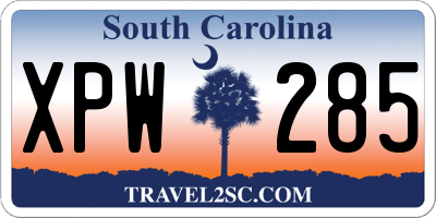 SC license plate XPW285