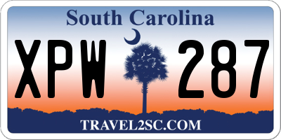 SC license plate XPW287
