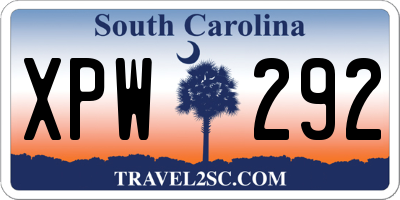 SC license plate XPW292