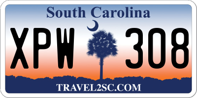 SC license plate XPW308