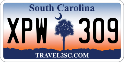 SC license plate XPW309