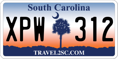 SC license plate XPW312