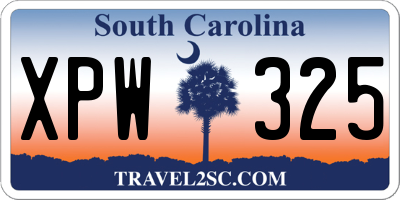 SC license plate XPW325