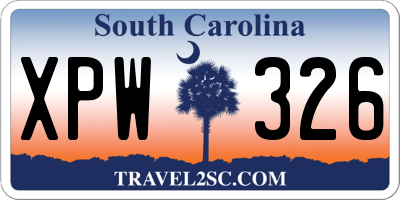 SC license plate XPW326