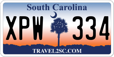 SC license plate XPW334