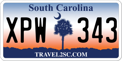 SC license plate XPW343