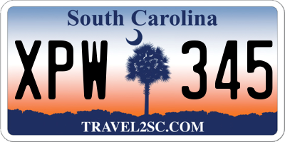 SC license plate XPW345
